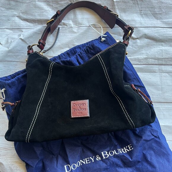 Dooney & Bourke Black Suede Hobo Shoulder Top Handle Bag NWOT with Storage Bag - Picture 3 of 5